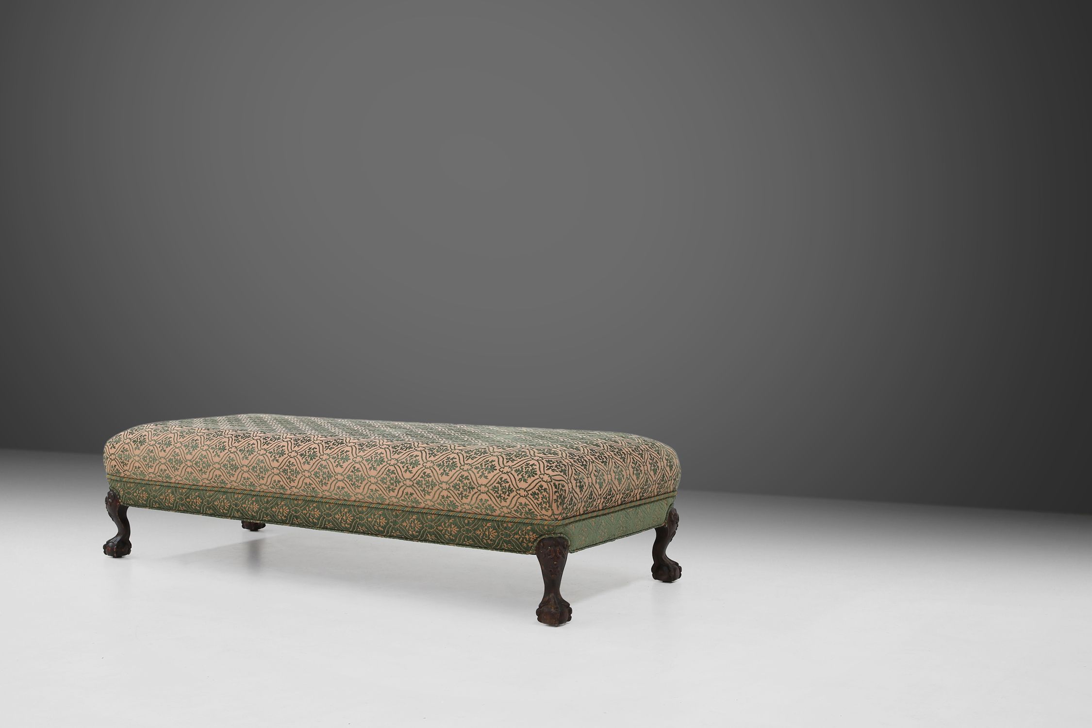 Extra large Victorian sofa and ottoman 1890thumbnail